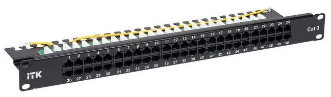 ITK 1U телефонная патч-панель кат. 3 50 порт. RJ45 (Dual), IEK