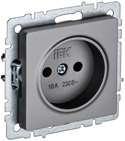 BRITE Розетка 1-местная без заземления без защитных шторок 10А РС10-1-0-БрС сталь IEK