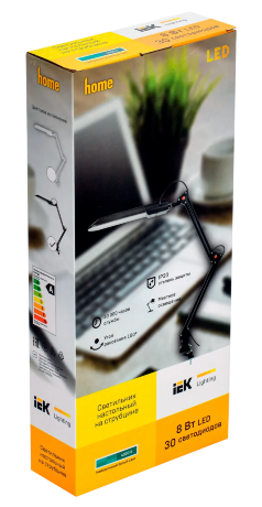 LIGHTING Светильник светодиодный настольный 2015 8Вт на струбцине черный IEK