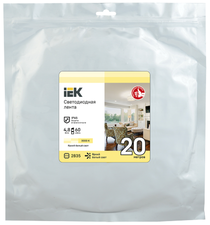 Лента светодиодная 20м LSR-2835WW60-4,8-IP65-12В IEK