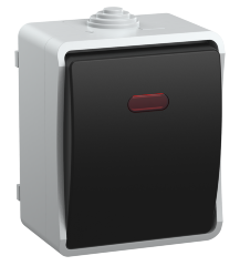 Выключатель 1-клавишный для открытой установки с индикацией ВС20-1-1-ФСр ФОРС IP54 IEK