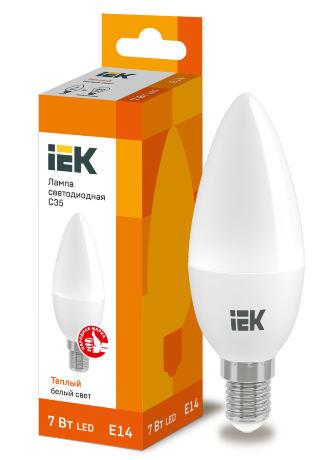 Лампа светодиодная C35 свеча 7Вт 230В 3000К E14 IEK