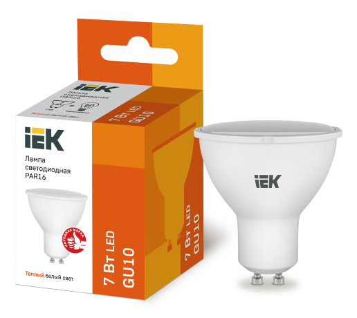 Лампа светодиодная PAR16 софит 7Вт 230В 3000К GU10 IEK