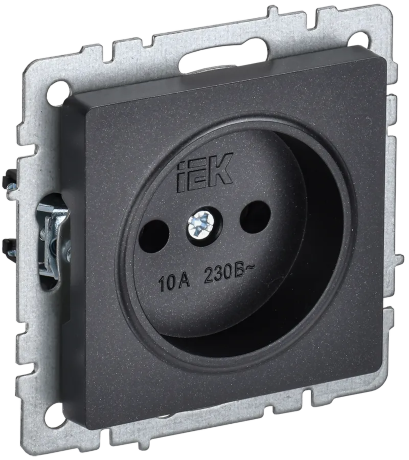 BRITE Розетка 1-местная без заземления без защитных шторок 10А РС10-1-0-БрЧ черный IEK