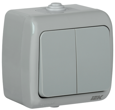 Выключатель 2-клавишный для открытой установки ВС-20-2-0-А 10А IP54 AQUATIC IEK
