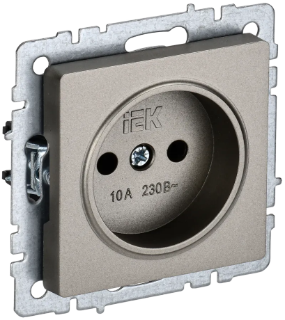 BRITE Розетка 1-местная без заземления без защитных шторок 10А РС10-1-0-БрШ шампань IEK