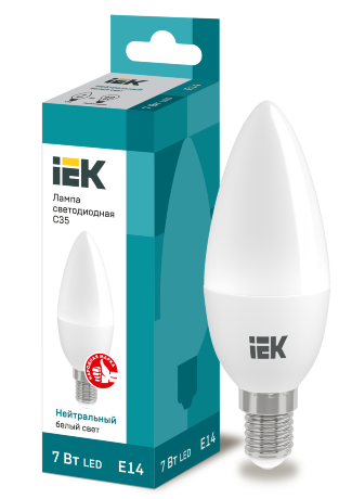 Лампа светодиодная C35 свеча 7Вт 230В 4000К E14 IEK