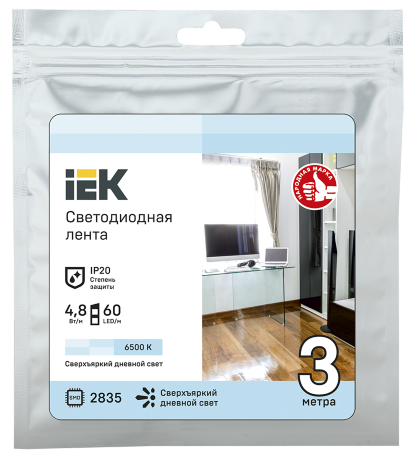 Лента светодиодная 3м LSR-2835W60-4,8-IP20-12В IEK
