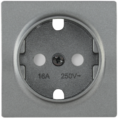 Накладка розетка НР-2-1-БА с заземляющим контактом с защитной шторкой BOLERO антрацит IEK