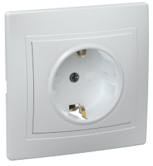 Розетка 1-местная РСш10-3-КБ с заземляющим контактом с защитной шторкой 16А керамика КВАРТА белый IEK