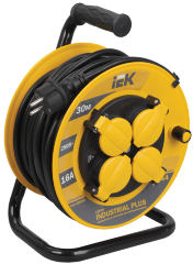 Катушка УК30 с термозащитой 4 места 2P+PE/30м 3х1,5мм2 IP44 INDUSTRIAL PLUS IEK