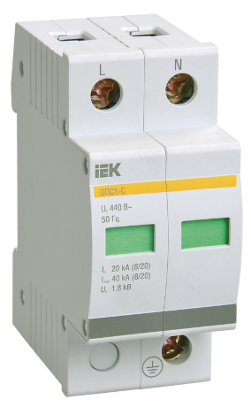Ограничитель импульсных перенапряжений ОПС1-C 2P 20/40кА 400B IEK