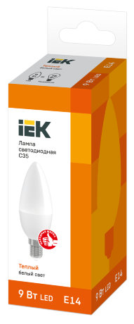 Лампа светодиодная C35 свеча 9Вт 230В 3000К E14 IEK