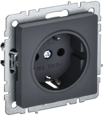 BRITE Розетка 1-местная с заземлением без защитных шторок 16А РС11-1-0-БрГ графит IEK