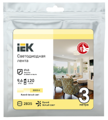 Лента светодиодная 3м LSR-2835WW120-9,6-IP65-12В IEK