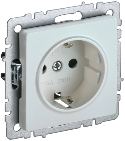 BRITE Розетка 1-местная с заземлением без защитных шторок 16А РС11-1-0-БрЖ жемчуг IEK