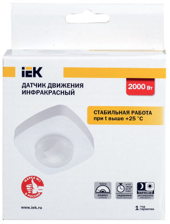 Датчик движения ДД-022 2000Вт 360град 4мх20м IP20 белый IEK