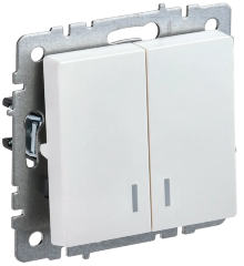 BRITE Выключатель 2-клавишный с индикацией 10А ВС10-2-1-БрЖ жемчуг IEK