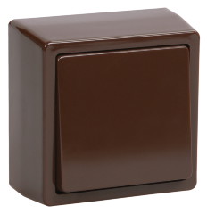 Выключатель 1-клавишный для открытой установки ВС20-1-0-БК БРИКС коричневый IEK