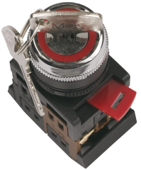 Переключатель АKS-22 на 2 положения "I-O" 1з+1р с ключом черный IEK