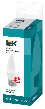 Лампа светодиодная C35 свеча 9Вт 230В 4000К E27 IEK