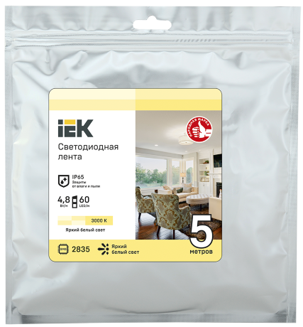 Лента светодиодная 3м LSR-2835WW60-4,8-IP65-12В IEK