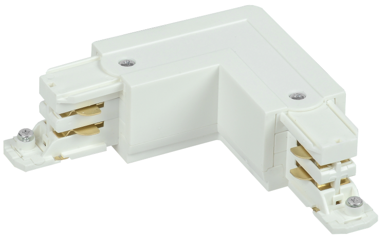 Соединитель L-образный наружный для трехфазного осветительного шинопровода белый IEK