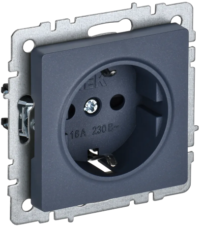 BRITE Розетка 1-местная с заземлением без защитных шторок 16А РС11-1-0-БрМ маренго IEK