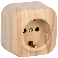 Розетка одноместная для открытой установки РС20-3-ХС с заземлением 16А GLORY сосна IEK