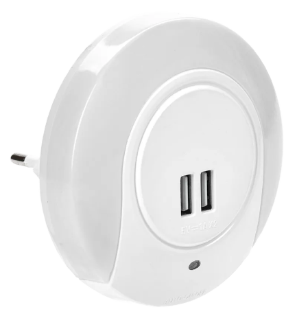 LIGHTING Светильник-ночник светодиодный 001 круг с USB разъемом и датчиком освещенности 220В IEK