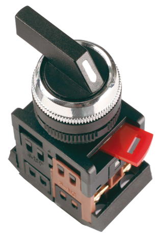 Переключатель АLС-22 на 2 фиксированных положения "I-O" 1з+1р длинная ручка черный IEK