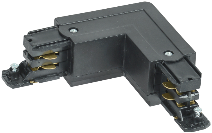 Соединитель L-образный наружный для трехфазного осветительного шинопровода черный IEK