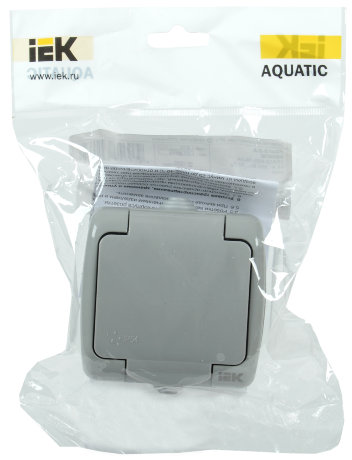 Розетка 1-местная для открытой установки РСш12-2-А с заземляющим контактом и крышкой 16А IP54 AQUATIC IEK