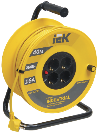 Катушка УК40 с термозащитой 4 места 2P+PE/40м 3х1,5мм2 INDUSTRIAL IEK