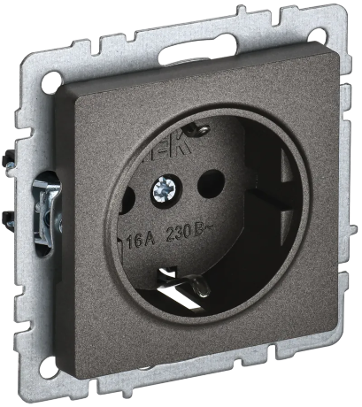 BRITE Розетка 1-местная с заземлением без защитных шторок 16А РС11-1-0-БрТБ темная бронза IEK