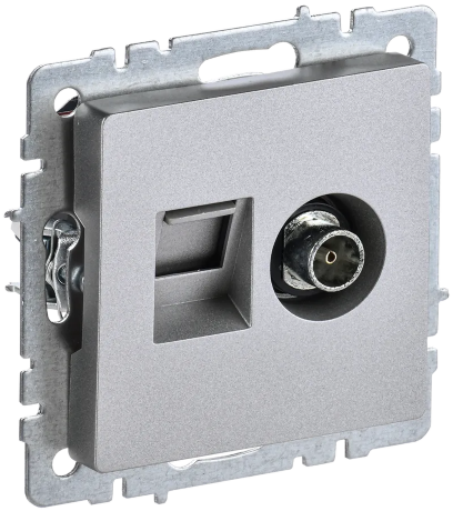 BRITE Розетка двойная TV+RJ45 кат.5E РТВ/РК12-БрА алюминий IEK