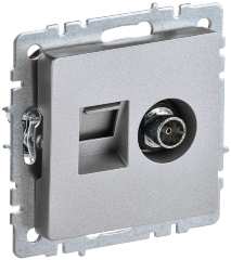 BRITE Розетка двойная TV+RJ45 кат.5E РТВ/РК12-БрА алюминий IEK