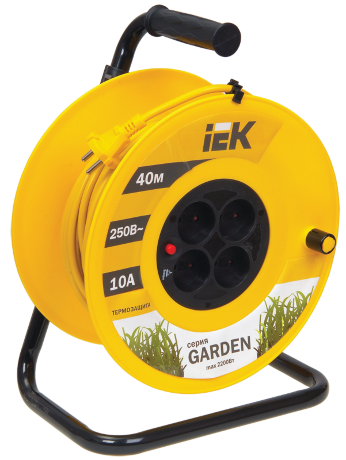 Катушка УК40 с термозащитой 4 места 2P/40м 2х1,0мм2 GARDEN IEK