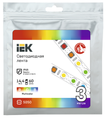 Лента светодиодная 3м LSR-5050RGB60-14,4-IP65-12В IEK