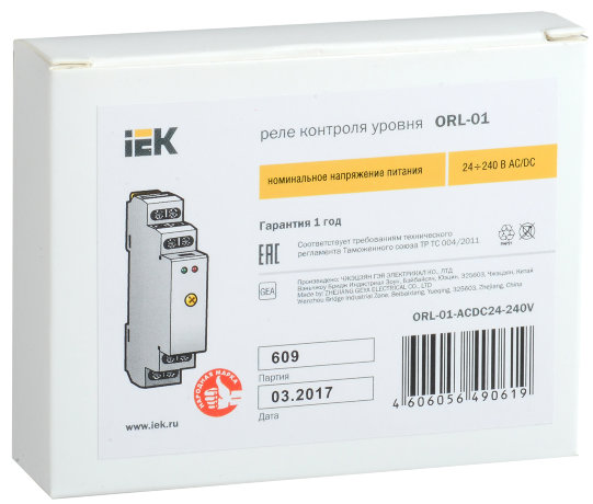 Реле контроля уровня ORL-01 24-240В AC/DC IEK