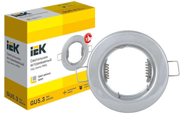 Светильник встраиваемый под лампу MR16 хром IEK