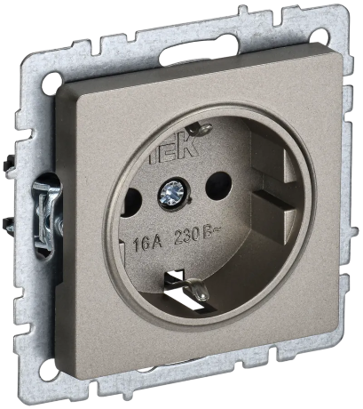 BRITE Розетка 1-местная с заземлением без защитных шторок 16А РС11-1-0-БрШ шампань IEK