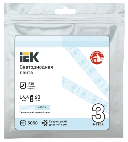 Лента светодиодная 3м LSR-5050W60-14,4-IP20-12В IEK