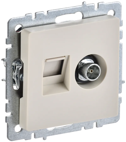 BRITE Розетка двойная TV+RJ45 кат.5E РТВ/РК12-БрКр бежевый IEK