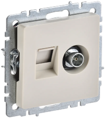 BRITE Розетка двойная TV+RJ45 кат.5E РТВ/РК12-БрКр бежевый IEK