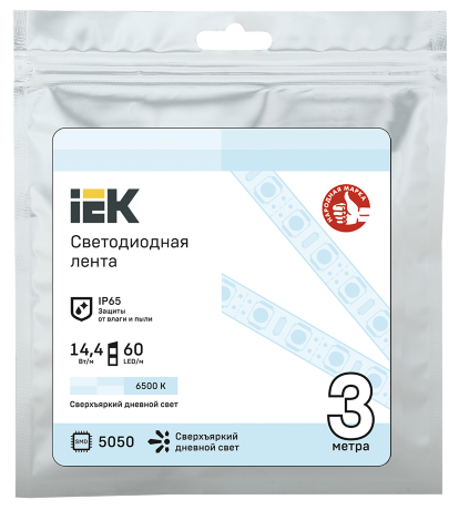 Лента светодиодная 3м LSR-5050W60-14,4-IP65-12В IEK
