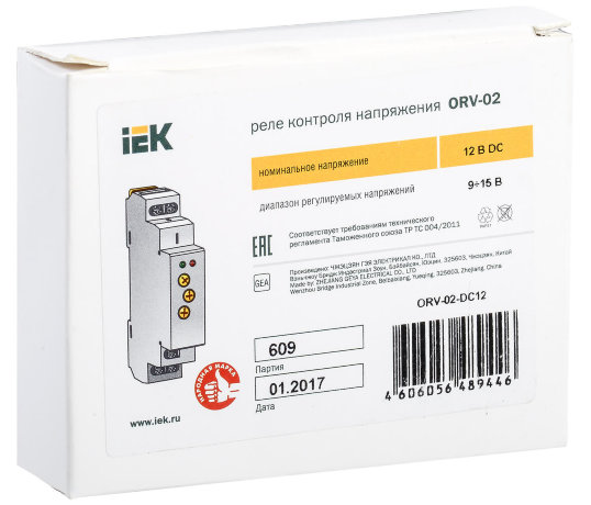 Реле контроля напряжения ORV. 1 фаза 12В DC IEK