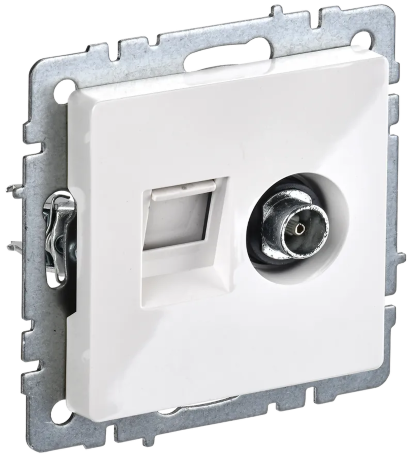 BRITE Розетка двойная TV+RJ45 кат.5E РТВ/РК12-БрКр белый IEK