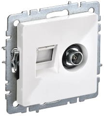 BRITE Розетка двойная TV+RJ45 кат.5E РТВ/РК12-БрКр белый IEK