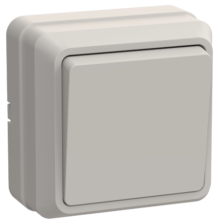 Выключатель 1-клавишный для открытой установки кнопочный ВСк20-1-0-ОКм 10А ОКТАВА кремовый IEK